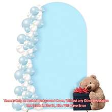 1pc Light Blue Arch Backdrop Cover, 6ft, 6.6ft, 7.2ft Wedding Arch Cover, Double-Sided Elastic Fit Fabric Arch Backdrop, Suitable For Birthday Party And Wedding Arch Frame Decoration (Arch Frame Not Included, Fabric Backdrop Only) - Light Blue - View 10