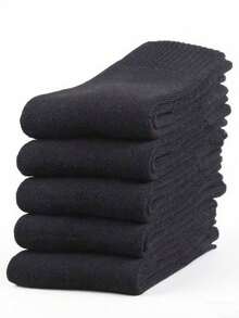 1/3/5/10/15/20 Pairs Women's Thick Solid Color Comfortable Warm Moisture-Wicking Mid-Calf Socks, Suitable For Autumn/Winter - Multicolor - View 2