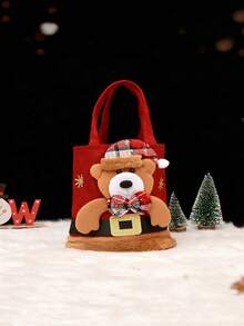 1pc Christmas Plush Doll Gift Bag Set With Sturdy Handles - Features Santa Claus, Snowman, And Reindeer Patterns. Durable And Reusable Holiday Gift Bags, Suitable For Candy And Stocking Stuffers, High-Quality Stitching, Ideal For Holiday Wrapping - Multicolor - View 7