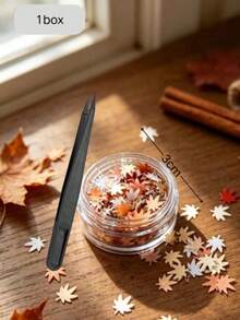 1 Box Brown Maple Leaf Nail Art Decorations, Lightweight Maple Leaf Shape, Boxed Storage, Warm Brown-Red Autumn Color Palette, Autumn Fingernail DIY Decor, Exquisite And Versatile Nail Art Accessories - Multicolor - View 7