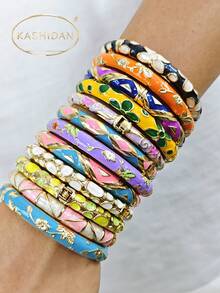KASHIDAN 3 Buah Gelang Awan Berwarna-warni dengan Nuansa Hijau, Gaya Acak, Gelang Berpilin Asimetris Bergaya Vintage, Hadiah Terbaik untuk Sahabat dan Keluarga - Nuansa Hijau - View 4
