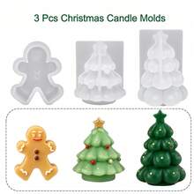 3pcs Christmas Candle Molds, Gingerbread Man & Christmas Tree Silicone Molds, Suitable For DIY Christmas Candles, Handmade Soap, Resin Decor, Plaster Ornaments, Reusable, Easy Release - Mold - View 8