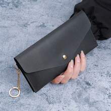 New Portable Women's Long Wallet, Women's Clutch Purse With Multiple Card Slots, Snap Button, Fashionable Phone Bag, Solid Color Versatile - Multicolor - View 1
