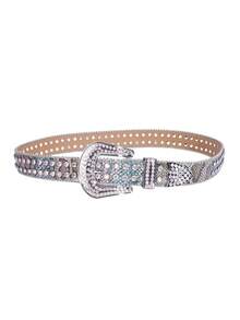 1pc Sparkling Rhinestone Belt Street Fashion Suitable For Plus Size Women And Men - Perfect For Western Cowgirl And Cowboy Outfits, Dresses And Jeans - Dusty Blue - View 3