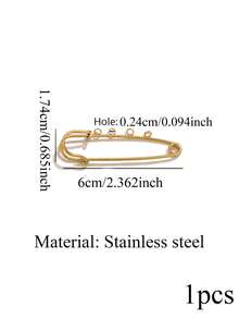 1/5pcs 18K Gold Plated Stainless Steel Fashion Safety Pin Decorative Brooch, Waterproof And Fade-Resistant, DIY Jewelry Making Supplier - Pin - View 10