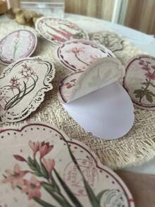 30pcs Small Fresh Floral Irregular Border Stickers Box, Artistic Versatile Scene Making DIY Journal Background Decor Stickers, Scrapbooking Supplies, School & Office Stationery - Rectangle - View 3