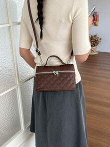 Autumn/Winter New PU Fashion Versatile Commuter Crossbody Bag Box-Shaped Women's Commuter Bag - Brown - View 2