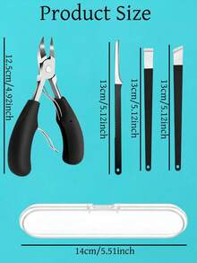 4-Piece Professional Foot Care Tool Set, Includes Nail Clippers And Various Foot Care Tools. Suitable For Treating Swollen Nails Or Ingrown Nails. Made Of Stainless Steel, Sharp Blades And Easy To Use. Handle Features Non-Slip Design For Comfortable Grip. Essential Tools For Foot Care. - Black - View 4