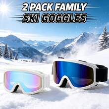 2PCS Ski Goggles For Teens And Adults, Winter Snow Village Outdoor Skiing Goggles, UV Protection Windproof Sandproof Protective Eyewear, Snow Sports Cycling Protective Glasses, Single/Double Board Play Unisex Ski Goggles Combo Set - A - View 2