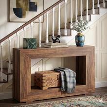 Mesa recibidor de Entrada Mueble, con 120cm de Largo 30cm de Ancho, credenza recibidor, Mesa Consola de Entrada, Pasillo, para Sala de Estar o buffets, Consola detrás del sofá. - Marrón rústico - Ver 2