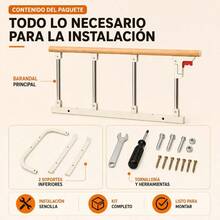 Barandilla de  Plegable para Cama de Adultos 93 x 40 cm, Doble Refuerzo con Tubos Reforzados, Protección Anticaídas y Apoyo para Levantarse, Instalación sin Taladros - Amarillo | Lisa - Ver 10