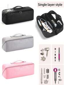 1pc Hair Dryer Travel Storage Bag, PU Leather Ultra-Thin Handheld Double-Layer Storage Pouch, Suitable For Hair Dryer/Hair Styling Tools/Styling Tools Storage, Travel Storage - Multicolor - View 1
