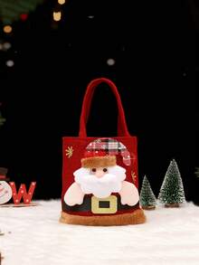 1pc Christmas Plush Doll Gift Bag Set With Sturdy Handles - Features Santa Claus, Snowman, And Reindeer Patterns. Durable And Reusable Holiday Gift Bags, Suitable For Candy And Stocking Stuffers, High-Quality Stitching, Ideal For Holiday Wrapping - Multicolor - View 9