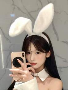 Fluffy Rabbit Ear 3D Plush Halloween/Christmas Holiday Costume Headband - Multicolor - View 4
