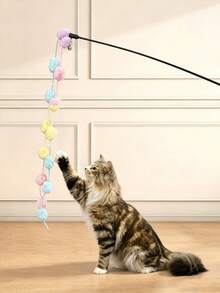 2pcs Cat Teaser Wand With Bell, Self-Entertainment Pet Toy - Multicolor - View 4