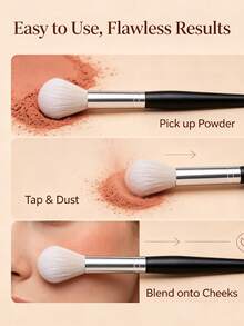 1Pc Blush Brush,For Blush,Bronzer&Loose Powder,Smooth Powder Application Gentle On Skin, Essential Daily Cosmetic Tool For Women & Makeup Beginners - Black - View 6