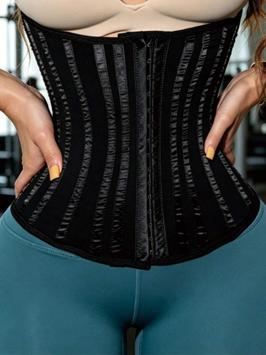 Women Underbust Waist Trainer Corset High Compression Steel Boned Waist Cincher Hook & Eye Tummy Control Body Shaper Black - Black - View 1