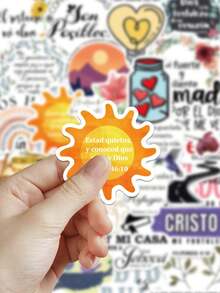 50pcs Spanish Bible Stickers For Decorating Planner, Journal, Scrapbook, Notebook, Luggage, Guitar, Skateboard, Manual, Tablet, Water Bottle, Phone - Spanish Bible - View 5