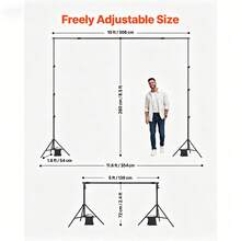 Backdrop Stand, 8.5 X 10 Ft Adjustable Photo Backdrop Stand Kit, Portable Background Backdrop Stand With 2 Tripods, Heavy Duty Projector Screen Stand, For Wedding, Photo Video Studio & Party - Black - View 3