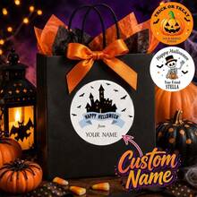 Personalized Halloween Stickers | Custom Name Halloween Labels | Trick Or Treat Bag Stickers | Halloween Party Favor Stickers - Multicolor - View 5