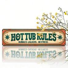 2D Flat Decorative Sign "Hot Tub Rules: Bubbles - Laughter - No Stress", Perfect For Home, Cafe, Garage, Durable And Easy To Install, Ideal Gift For Christmas Or Holiday Decor (Random Style) - A - View 3