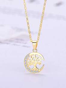1pc S925 Sterling Silver Moon Tree Of Life Necklace For Women, Niche Design Exquisite Pendant Collarbone Chain, Versatile Daily Commute Accessory, Birthday Holiday Gift For Girlfriend Best Friend, Minimalist Neck Jewelry - Tree Of Life - View 5