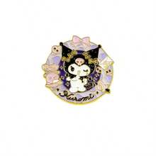 4PCS/Set Sanrio Hello Kitty Brooch - Pink And Black Glitter Floral Design, High-Quality Collectible Accessory, Jacket Bag Decoration, Fan Gift, Cartoon Style, Shiny Effect, Cute Shape, A Must-Have For Anime Fans - Brooch - View 3