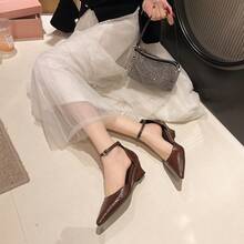 2026新款女款皺褶楔跟尖頭淺口舒適百搭辦公派對極簡優雅高跟鞋 - 棕色 - 查看 2