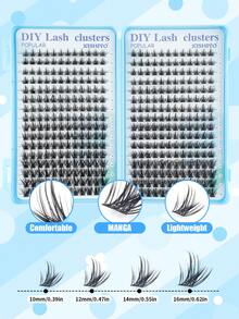 XISHIYO Cluster False Eyelashes Set - Includes 384 Clusters Of Lightweight Wispy D-Curl Single Cluster Lashes (10-16mm), With Soft Eyelash Band, Eyelash Glue And Setting Liquid, Tweezers And Brush, Beginner-Friendly Cluster False Eyelashes Set, Suitable For Home DIY - Create Natural Makeup Look - Multicolor - View 4
