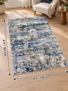 1PC Modern Abstract Blue Gray Area Rug, Large Soft Carpet For Living Room, Bedroom & Home Decor - Multicolor - View 13
