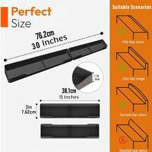 Abulun 30 Inch Silicone Stove Oven Top Shelf Magnetic For Kitchen Gadgets, Soft Flexible Strong Magnetic Heat Resistant Spice Rack Kitchen Organizer For Over Oven Stove - Black - View 3
