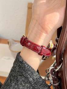 Cute Cat & Heart Pattern Watch Band, Unisex Daily Wear, Compatible With 38/40/41/42/44/45/49mm Ultra/SE/8/7/6/5/4/3/2/1 - Burgundy - View 5
