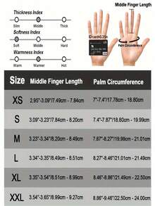 1pair Winter Outdoor Sports Gloves Windproof Touchscreen Fleece Lined Warm For Cycling Skiing Running Driving - Multicolor - View 7