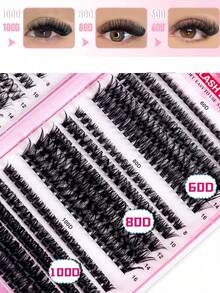 D Curl Cluster False Eyelashes, Voluminous Segmented False Eyelashes, Suitable For Beginners, Daily Wear, Travel, Wedding, Date And Party, Christmas And Halloween Gift, Cat Eye Style False Eyelashes - D - View 6