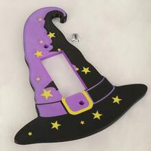 1pc Purple Wizard Hat Shaped 3D Printed Plastic Switch Panel, Decorated With Yellow Star Pattern, Halloween Theme Wall Switch Decorative Cover Plate - Multicolor - View 11