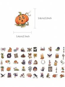 50pcs Halloween Little Witch Stickers, Decorative Decals For Phone Case, Refrigerator, Planner, Diary, Guitar, Scrapbook, Notebook, Luggage, Helmet, Skateboard, Laptop, Self-Adhesive - Little Witch Halloween - View 8