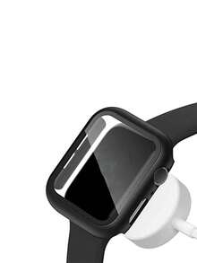 2PCS Tempered Glass+Cover Compatible With Apple Watch Case 16mm 44mm 40mm 42mm 41mm 45mm PC Bumper Screen Protector Watch Series 10 11 9 8 7 6 5 3 Se - Transparent+Black - View 6