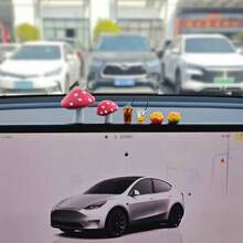 6pcs Cute Soft Rubber Mushroom Car Decor Ornaments For Dashboard, Rearview Mirror, Air Vent - 6pc Mushroom + Drink Cup + Orange - View 3