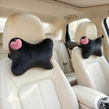 1pc Cute Cartoon Apple Car Headrest Neck Pillow, Cartoon Embroidered Plush Headrest, Provides You With A Comfortable Driving Experience - A - View 6