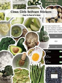60pcs Clean Girls Selfcare Stickers For Skateboard, Guitar, Laptop, Scrapbook, Storage Box, Room & Desk Decor, DIY, Graffiti Stickers - A - View 1