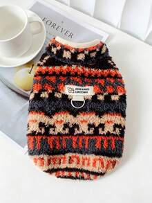 Pet Fleece Vest For Small Medium Dogs Cats, Fair Isle Pattern Winter Warm Dog Sweater Vest, Puppy Cat Cold Weather Sleeveless Coat With Built-In D-Ring Leash Hook, Holiday Christmas Pet Clothes - Multicolor - View 19