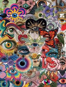 50Pcs Surreal Decorative Stickers, Collage Pattern With All Seeing Eye, Floral Butterfly & Mushroom, Waterproof Decals For Laptop Water Bottle Tumbler Journal DIY Craft Accessories - 50pcs - View 1