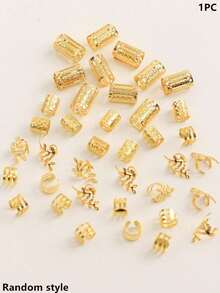 80/40/1pc Random Style Gold/Silver Tone Hair Rings Set, Vintage Metal Hair Accessories For Women, Boho Y2K Dreadlock Jewelry For Party, Halloween & Beach Holiday - Multicolor - View 6