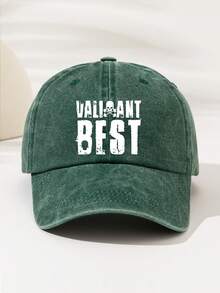 1pc Fashion Adjustable Baseball Cap - Washed Print Baseball Cap, Suitable For Camping, Travel, Party And Hip-Hop Culture, Printed With 'VALIANT BEST Skull Brave And Fearless' Pattern And Text, Simple And Versatile, Perfect For Camping And Casual Wear, Great Gift For Family And Friends - Washed Cap - View 10