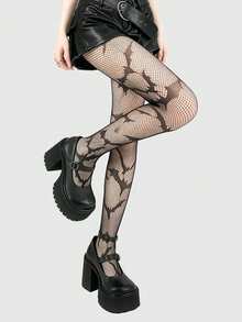 3Pairs Women's Gothic Fishnet Tights Set, Spiderweb Hollow Net & Bat Pattern Stockings, Y2K Punk Style Sheer Leggings For Halloween Party - Multicolor - View 11