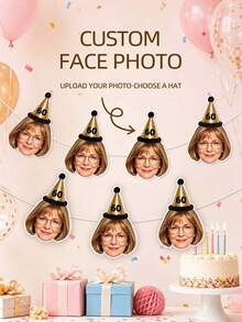 1/7/14/21pcs Customizable Photo Portrait Face Hanging Flag, Personalized Handmade Cutout Portrait Decor, Funny Gift For Father, Mother, Friend, Bride, Groom, Perfect For Birthday, Wedding, Party, Christmas - Multicolor 1 - View 2
