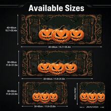1pc Halloween Jack-O'-Lantern And Gothic Castle Print Extended Mouse Pad, Black Orange Bat Vintage Pattern Keyboard Desk Mat, Dark Desktop Decor - View 6
