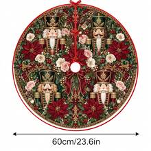 1件裝花卉胡桃夾子圖案聖誕樹裙，優雅配色節日裝飾，5種尺寸，中性節日禮物，適合居家與派對聖誕家居裝飾 - 繁花胡桃夾子 - 查看 14