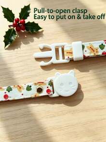 Christmas Adjustable Cat & Dog Collar With Bell, Christmas Tree & Santa Claus Pendant, Christmas Pet Gift, Suitable For Cats And Small Dogs - Multicolor - View 5