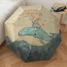 Romantic Starry Sky Cat Vinyl UV Protection Portable Foldable Sun & Rain Umbrella, Outdoor Universal Travel Essential - Manual Version - View 6